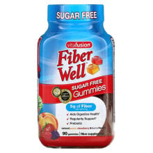 Клетчатка VitaFusion, Fiber Well, персик, клубника, ягоды, 90 жевательных таблеток