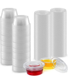 Zulay Kitchen 50 Pack Clear Jello Shot Cups with Lids - Disposable Condiment Cups
