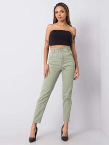 Женские джинсы прямого кроя с высокой посадкой укороченные хаки Factory Price