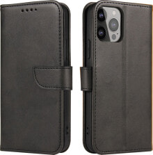 Hurtel Magnet Case elegancki futerał etui pokrowiec z klapką i funkcją podstawki iPhone 13 czarny