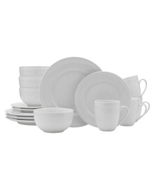 Everyday Whiteware Beaded 16 Piece Dinnerware Set, Service for 4