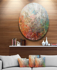 Designart 'Board Stained Abstract Art' Disc Abstract Circle Metal Wall Art - 23