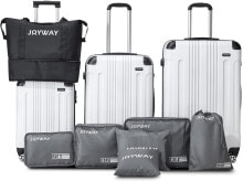 Чемодан пластиковый черный Joyway Luggage Sets 10 piece with Spinner Wheels,20 24 28 inch Carry On Luggage Travel Bag Storage bag for Business Trip Holidaysunset gold