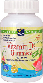 Vitamin D nordic Naturals Vitamin D3 Gummies Kids Wild Watermelon Splash -- 400 IU - 60 Gummies