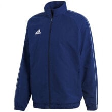 Мужская ветровка синяя спортивная без капюшона Adidas CORE 18 PRESENTATION M CV3684 sweatshirt