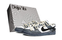 【定制球鞋】 Nike Dunk Low 黑芒 简约百搭 手绘泼墨 解构鞋带 特殊鞋盒 低帮 板鞋 GS 黑灰白 / Кроссовки Nike Dunk Low DH9765-102