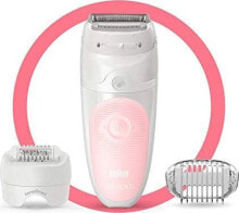 Эпиляторы и женские электробритвы беспроводной эпилятор Braun Silk-epil 5-620 + Насадки для бритья + Белый/Розовый