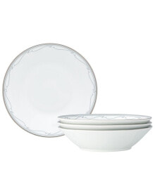 Noritake satin Flourish 4 Piece Soup Bowl Set, Service for 4