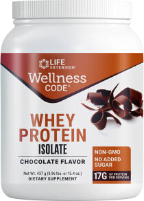 Сывороточный протеин Life Extension Wellness Code Whey Protein Isolate   Изолят сывороточного протеина с шоколадным вкусом 437 г