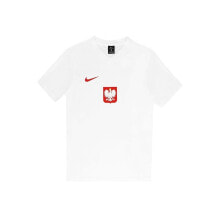 Мужские спортивные футболки Мужская футболка спортивная  белая с логотипом для футбола Nike Polska Breathe Football