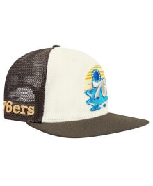 Купить мужские головные уборы Pro Standard: Men's Cream/Brown Philadelphia 76ers Glint Sunset Snapback Hat