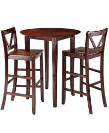 Winsome fiona 3-Piece High Round Table with 2 Bar V-Back Stool