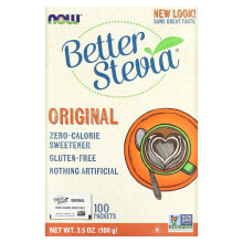 Кофе nOW Foods, Original Better Stevia, подсластитель, не содержащий калорий, 100 пакетиков, 100 г (3,5 унции)