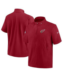 Nike men's Cardinal Arizona Cardinals Sideline Coach Short Sleeve Hoodie Quarter-Zip Jacket