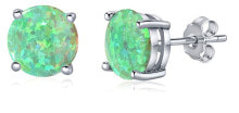 Ювелирные серьги silver earrings with green synthetic opal JJJEBG302004