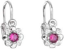 Женские ювелирные серьги silver earrings for children with pink zircons 11174.3.