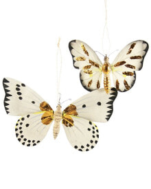 Cody Foster & Co. Moth With Gold Markings 2 Assorted Ornaments Multicolor