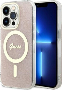 Guess Etui Guess GUHMP14LH4STP Apple iPhone 14 Pro różowy/pink hardcase 4G MagSafe