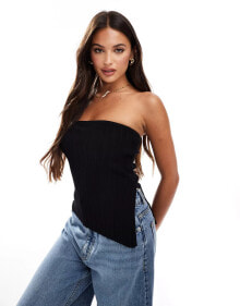 Купить женские футболки и топы Bershka: Bershka knitted longline bandeau top in black