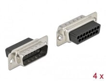 Комплектующие для телекоммуникационных шкафов и стоек d-Sub 15 Pin Crimp Stecker Metall 4 Stück 66709