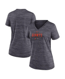 Nike women's Black San Francisco Giants Authentic Collection Velocity Practice Performance V-Neck T-shirt
