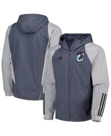adidas men's Charcoal Minnesota United FC All-Weather Raglan Hoodie Full-Zip Jacket