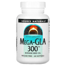 Рыбий жир и Омега 3, 6, 9 Source Naturals, Мега-GLA 300, 60 мягких капсул