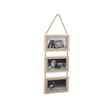 Wall photo frame Romimex Natural MDF Wood Triple