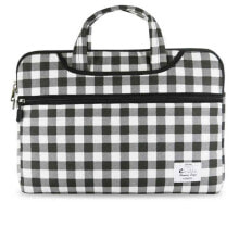 Мужские сумки для ноутбуков Сумка для ноутбука текстильная клетчатая черная белая E-Vitta Chequered 13,3" Чрный