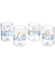 Jonathan Adler Set Of 4 Jet Set Glassware Clear