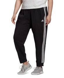 adidas essentials Plus Size 3-Stripe Tapered Pants