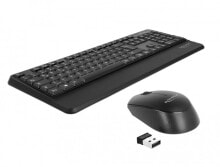 Комплекты из игровых клавиатуры и мыши DeLOCK 12674 клавиатура Беспроводной RF QWERTZ Немецкий Черный
