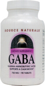 Мелатонин, сератонин source Naturals GABA Гамма-аминомасляная кислота 750 мг 90 таблеток