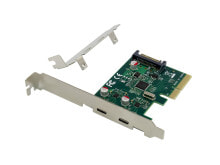 Купить компьютерные разъемы и переходники Conceptronic: Conceptronic EMRICK 2-Port USB 3.2 Gen 2 Type-C PCIe Card - PCIe - USB 3.2 Gen 2 (3.1 Gen 2) - PCI 2.0 - SATA 15-pin - Green - PC