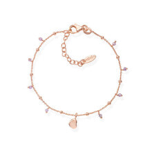 Браслеты серебряный браслет с покрытием из розового золота с кристаллами и сердцем Candy Charm BRCURL3