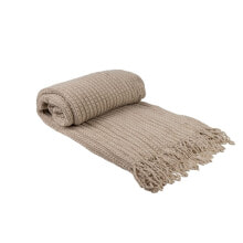 Blanket Romimex Beige With tassles 130 x 200 x 1 cm