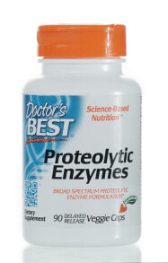 Пищеварительные ферменты doctor's Best Proteolytic Enzymes Протеолитические ферменты - 90 растительных капсул с отсроченным высвобождением