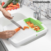 Посуда и принадлежности для готовки доска разделочная с лотком, контейнером и сливным отверстием InnovaGoods PractiCut 3-в-1 41-48x28,5 x7 cм