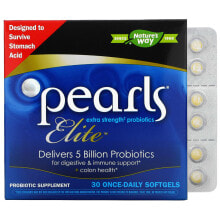 Пребиотики и пробиотики Натурес Вэй, Pearls Elite, пробиотики с повышенной силой действия, 30 капсул для приема один раз в день