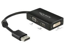 DeLOCK 0.16m DisplayPort/VGA+HDMI+DVI 0,16 m VGA (D-Sub)+ HDMI + DVI Черный 62656