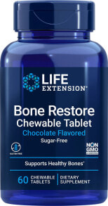 Витамины и БАДы для мышц и суставов Life Extension Bone Restore Пищевая добавка с кальцием, витамином D3, магнием, цинком, марганцем, бором и кремнем для здоровья костей в шоколадной таблетке 60 таблеток