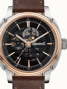 Мужские наручные часы с ремешком мужские наручные часы с коричневым кожаным ремешком Ingersoll I09901 The Director automatic 46mm 5ATM