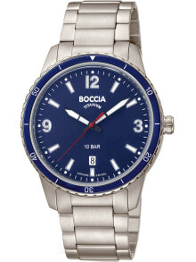 Мужские наручные часы с серебряным браслетом Boccia 3635-04 mens watch titanium 42mm 10ATM