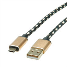 Компьютерные разъемы и переходники rOLINE 11.02.8820 USB кабель 1,8 m 2.0 USB C Micro-USB B Черный, Золото