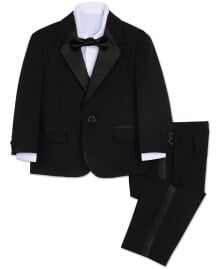 Nautica baby Boys Tuxedo Suit, Shirt and Bowtie, 4 Piece Set