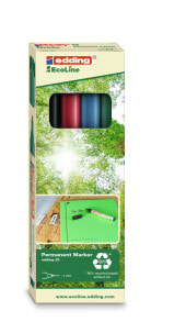 Edding EcoLine 25 перманентная маркер Черный, Синий, Зеленый, Красный Пулевидный наконечник 4 шт 4-25-4