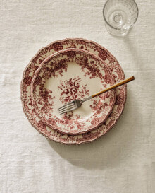 Floral earthenware dessert plate