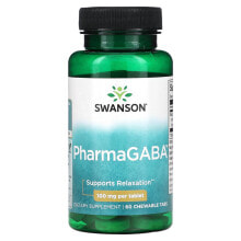 Swanson, PharmaGABA, 100 мг, 60 жевательных таблеток