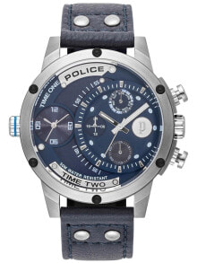Мужские наручные часы с ремешком мужские наручные часы с синим кожаным ремешком Police PL15983JS.03 Scythe Mens 50mm 5ATM