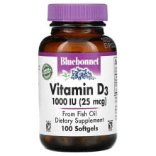 Витамин D bluebonnet Nutrition, Vitamin D3, 1,000 IU (25 mcg), 100 Softgels